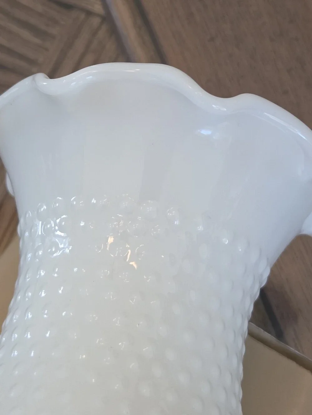 Vintage Hobnail Milk Glass Table Lamp with Floral Base Cottagecore Boudoir Lamp